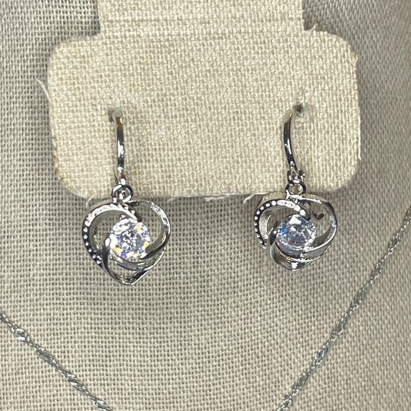 925 sterling silvered spiral heart and dangle earrings set - Picture 4 of 5